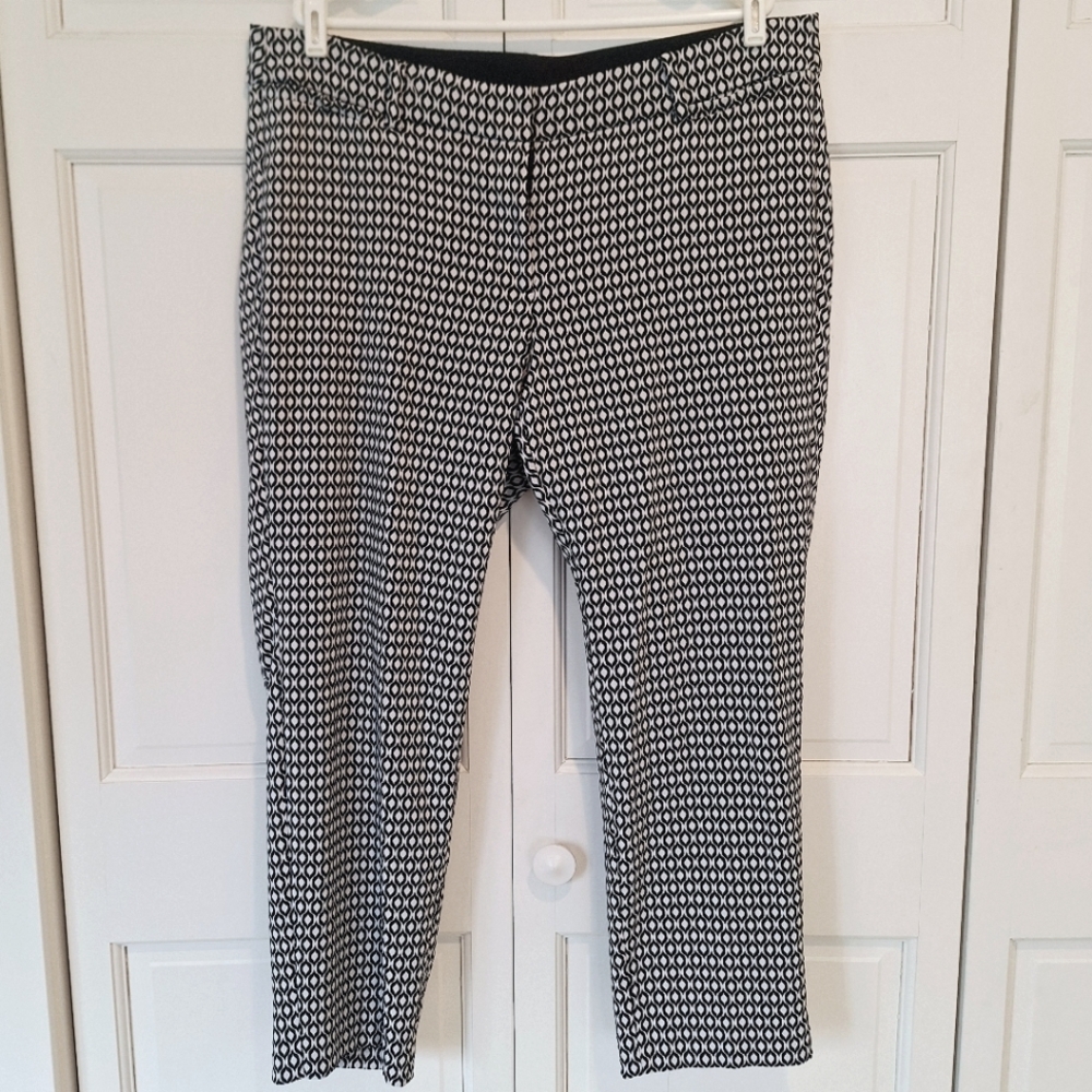 Lane Bryant black and white geometric patterned dress pants